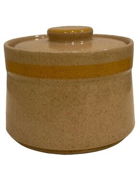 Vintage Yamaka Stoneware Lemoncream Sugar Bowl Lid Japan Cupboard Craft Speckled